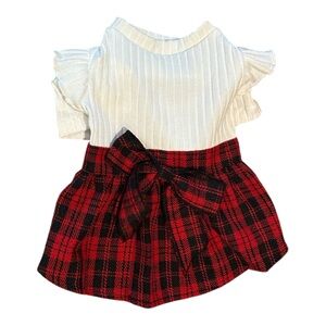 Warm Red and Black Plaid Dog Skirt